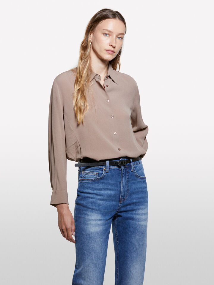 Brown oversized shirt - women's shirts - Brown | Sisley image number 3